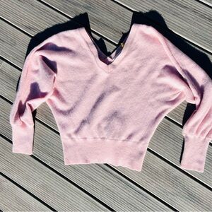 Maeve Blush V-Neck Cashmere Sweater